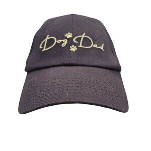 Dog Dad Embroidered Navy Blue Cotton Strapback Baseball Cap